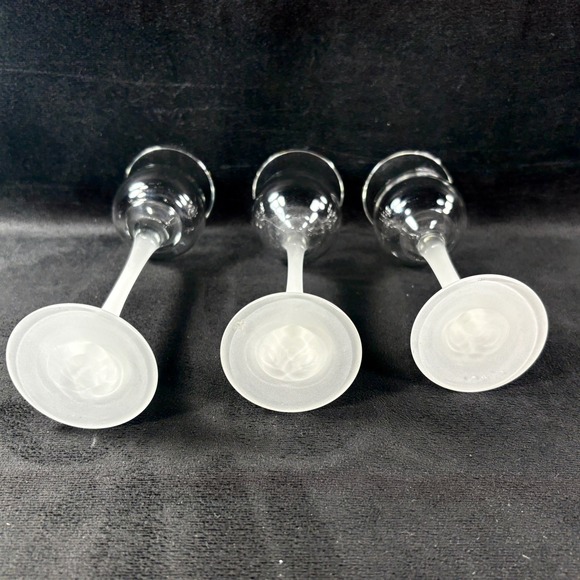 PartyLite Iced Crystal Frosted Stemmed Trio Set Glass Votive Candle Holders - Picture 7 of 7